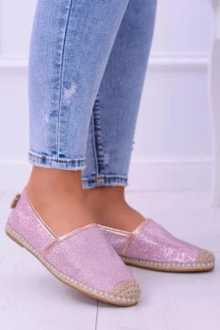 Damskie Boto Brokatowe Espadryle Lu Boo Różowe