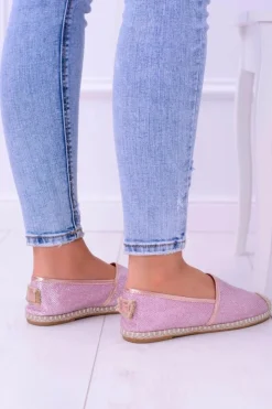 Damskie Boto Brokatowe Espadryle Lu Boo Różowe