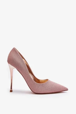 Boto Czółenka Klasyczne*Brokatowe Szpilki Champagne Tiberona