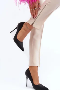 Damskie Boto Brokatowe Szpilki Czarne Tiberona