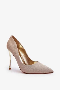 Discount Boto Brokatowe Szpilki Złote Tiberona