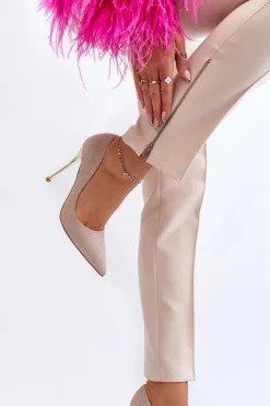 Discount Boto Brokatowe Szpilki Złote Tiberona