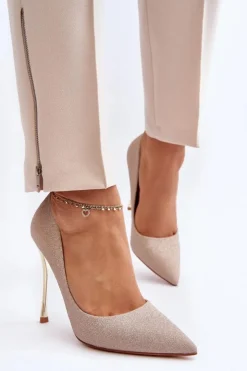 Discount Boto Brokatowe Szpilki Złote Tiberona