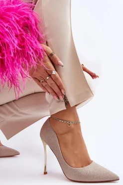 Discount Boto Brokatowe Szpilki Złote Tiberona