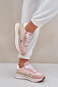 Damskie Boto Buty Sportowe Błyszczące Damskie Na Platformie Różowe Florefedi