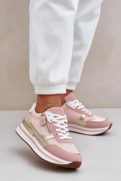 Damskie Boto Buty Sportowe Błyszczące Damskie Na Platformie Różowe Florefedi