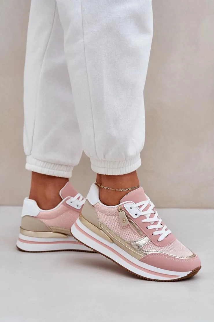 Damskie Boto Buty Sportowe Błyszczące Damskie Na Platformie Różowe Florefedi