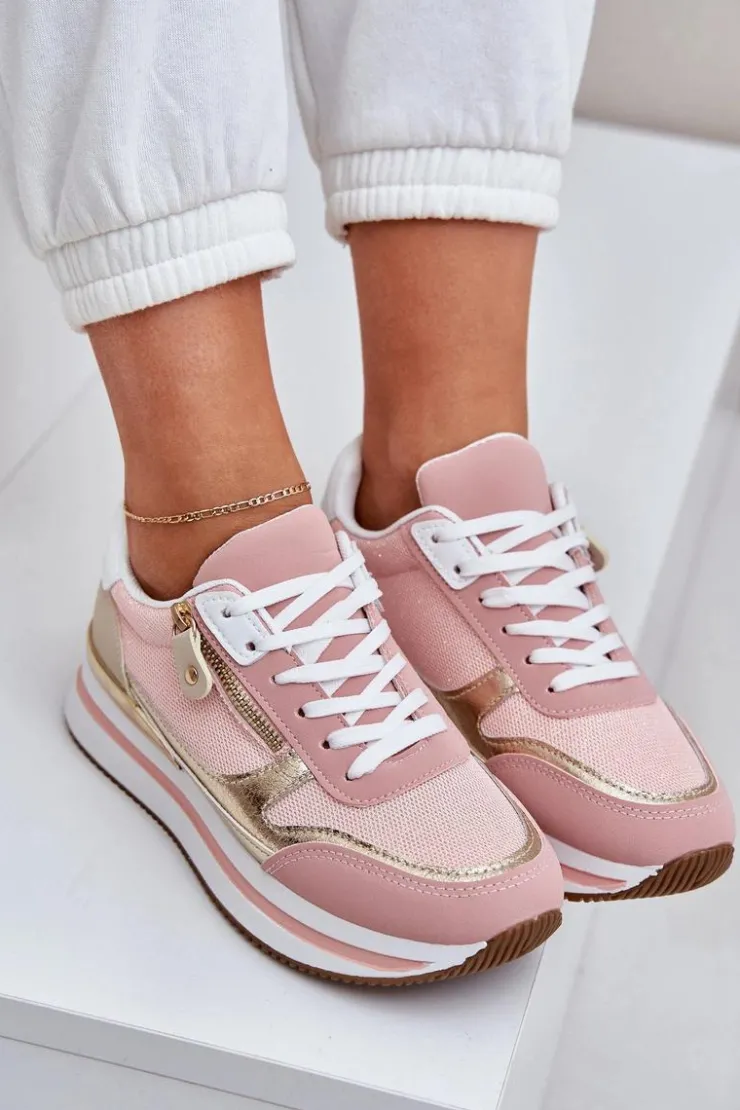 Damskie Boto Buty Sportowe Błyszczące Damskie Na Platformie Różowe Florefedi
