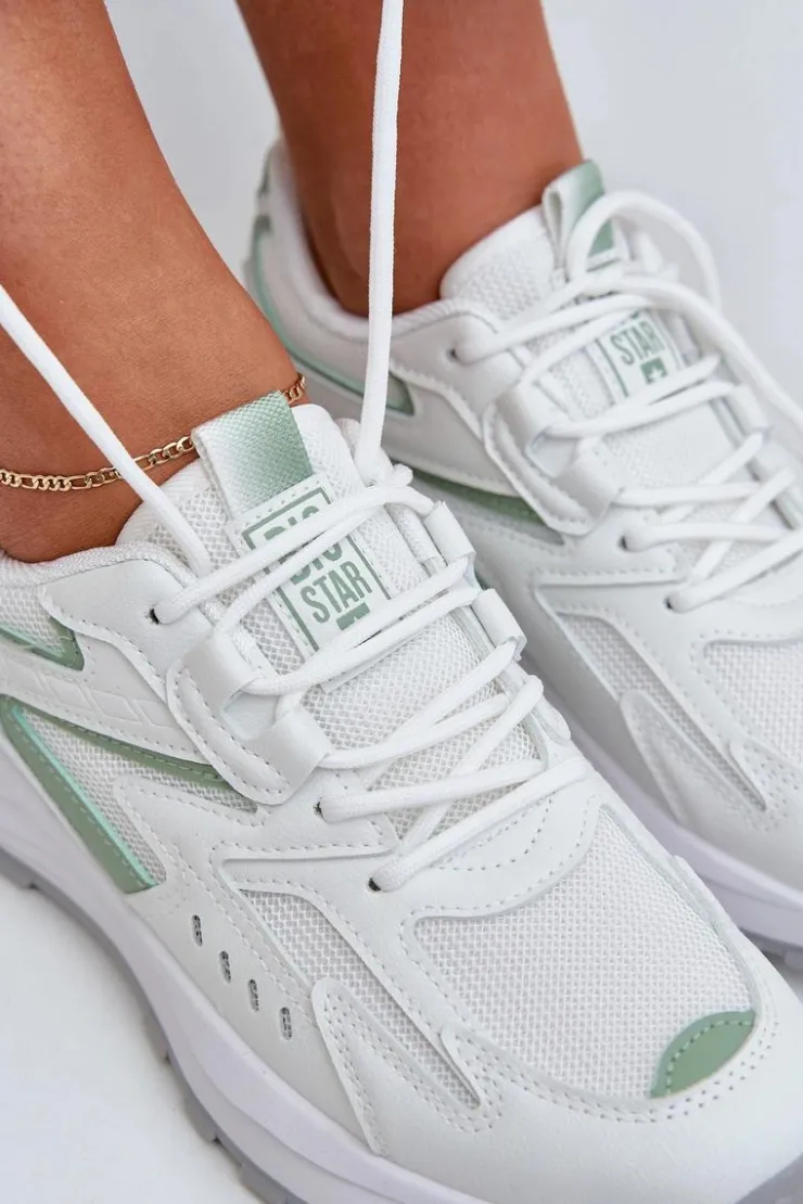 Discount Big Star Shoes Buty Sportowe Damskie Big Star NN274A095 HI-POLY SYSTEM Biało-Zielone Biały