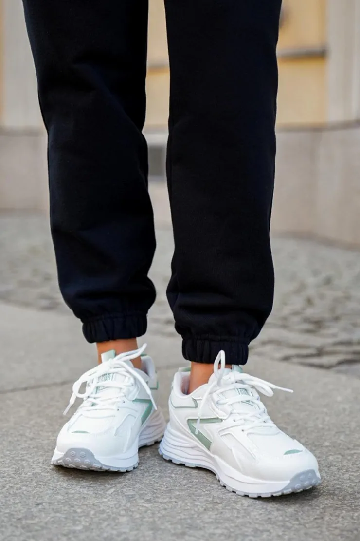 Discount Big Star Shoes Buty Sportowe Damskie Big Star NN274A095 HI-POLY SYSTEM Biało-Zielone Biały