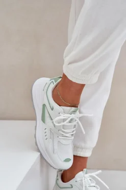 Discount Big Star Shoes Buty Sportowe Damskie Big Star NN274A095 HI-POLY SYSTEM Biało-Zielone Biały