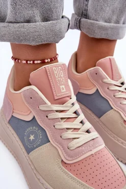 Big Star Shoes Buty Sportowe Big Star|Sneakersy Damskie*Buty Sportowe Damskie Big Star MM274233 Różowo-Beżowe