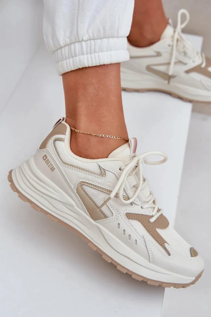 Big Star Shoes Buty Sportowe Big Star|Sneakersy Damskie*Buty Sportowe Damskie Big Star NN274A096 HI-POLY SYSTEM Beżowe Beżowy