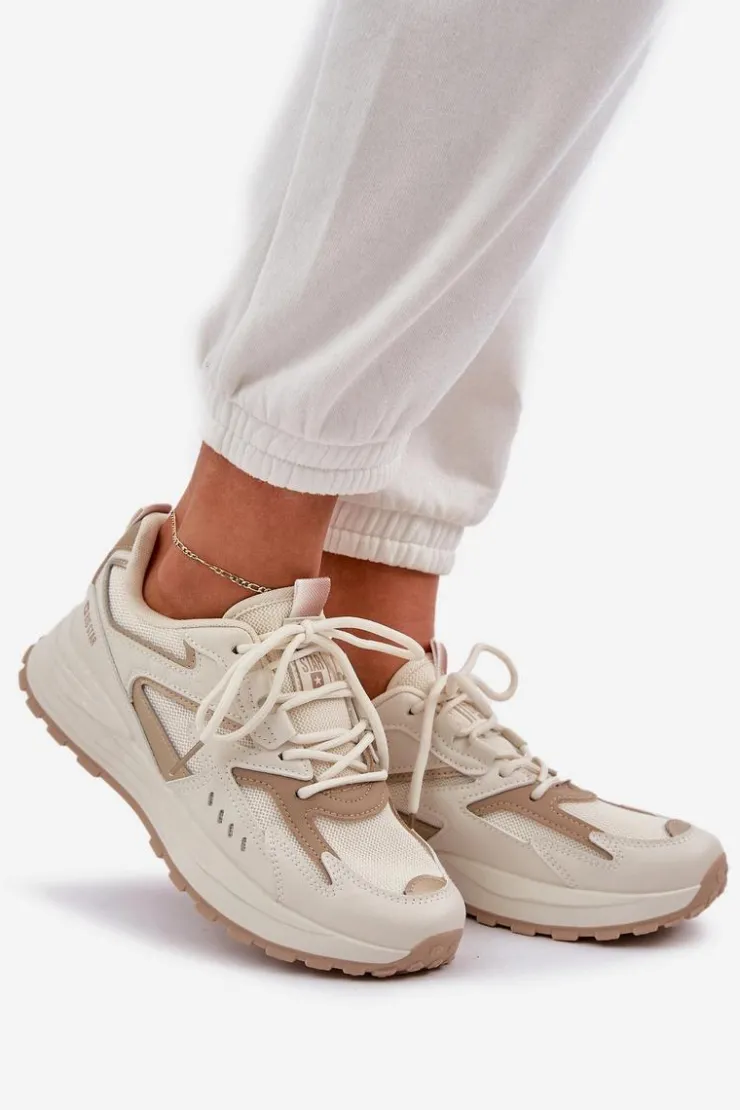 Big Star Shoes Buty Sportowe Big Star|Sneakersy Damskie*Buty Sportowe Damskie Big Star NN274A096 HI-POLY SYSTEM Beżowe Beżowy
