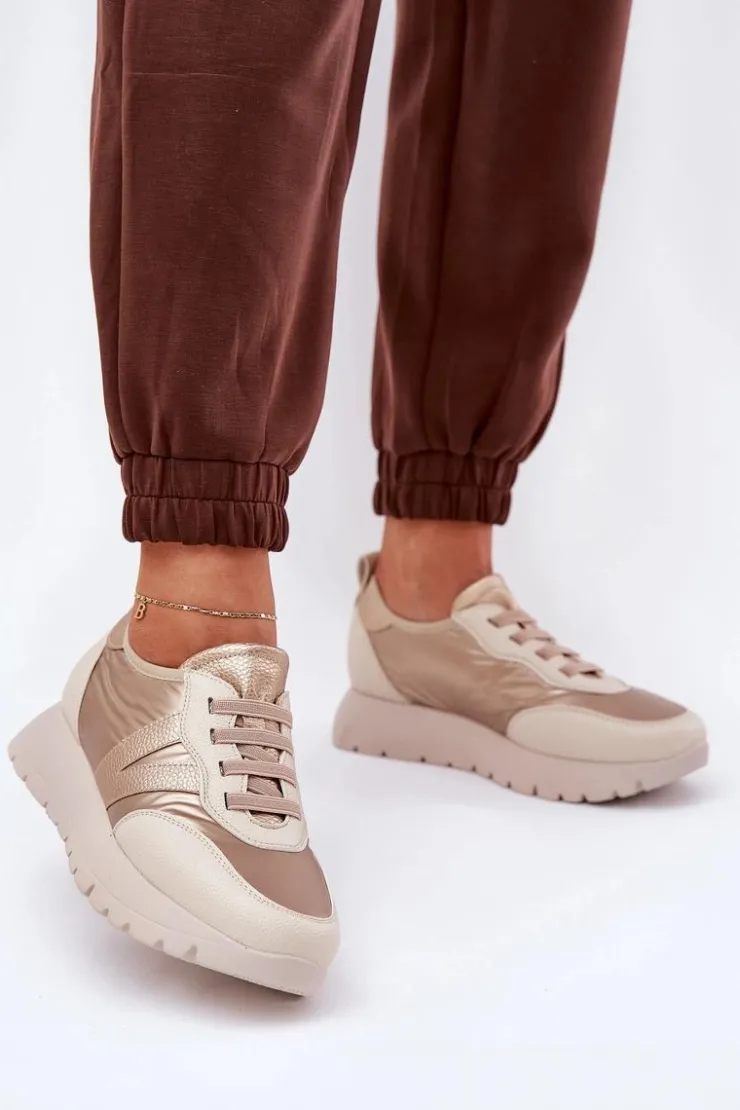 Buty damskie Vinceza Sneakersy Damskie*Buty Sportowe Damskie Na Platformie Vinceza 58510 Złote Złoty