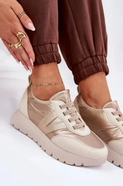 Buty damskie Vinceza Sneakersy Damskie*Buty Sportowe Damskie Na Platformie Vinceza 58510 Złote Złoty