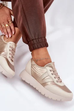 Buty damskie Vinceza Sneakersy Damskie*Buty Sportowe Damskie Na Platformie Vinceza 58510 Złote Złoty