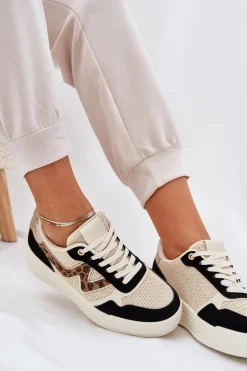 Boto Buty Sportowe Na Platformie|Sneakersy Damskie*Buty Sportowe Damskie Na Platformie Panterka Czarne Lorori Czarny