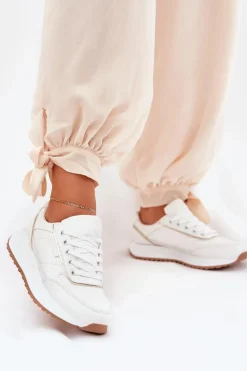 Boto Sneakersy Damskie*Buty Sportowe Damskie Na Platformie Białe Nevliese