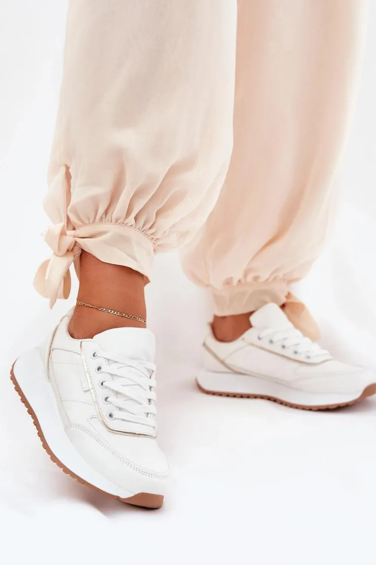 Boto Sneakersy Damskie*Buty Sportowe Damskie Na Platformie Białe Nevliese