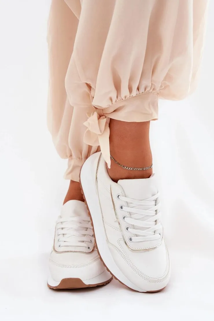 Boto Sneakersy Damskie*Buty Sportowe Damskie Na Platformie Białe Nevliese