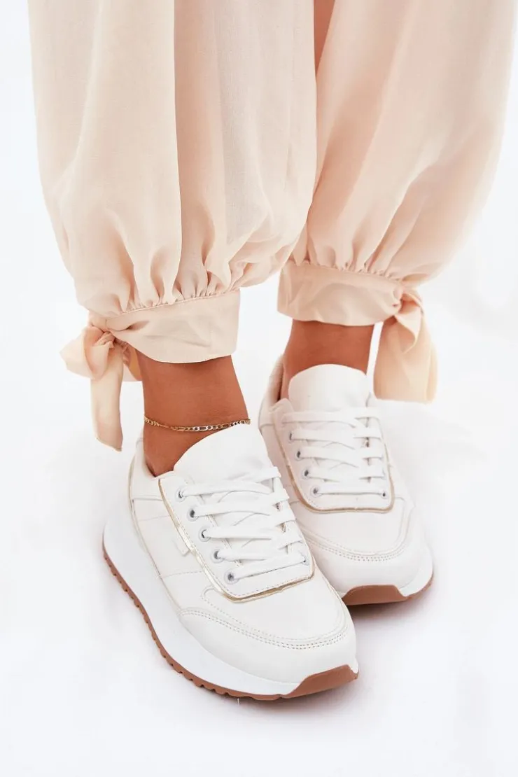 Boto Sneakersy Damskie*Buty Sportowe Damskie Na Platformie Białe Nevliese