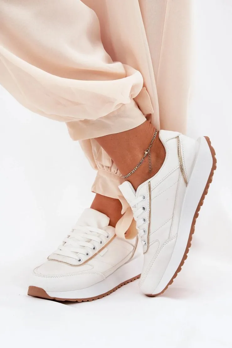 Boto Sneakersy Damskie*Buty Sportowe Damskie Na Platformie Białe Nevliese