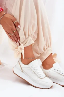 Boto Sneakersy Damskie*Buty Sportowe Damskie Na Platformie Białe Nevliese