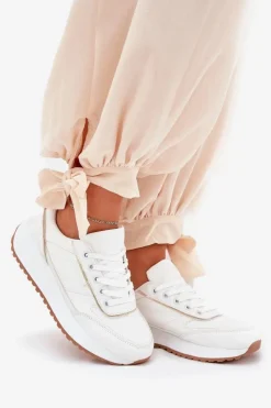 Boto Sneakersy Damskie*Buty Sportowe Damskie Na Platformie Białe Nevliese
