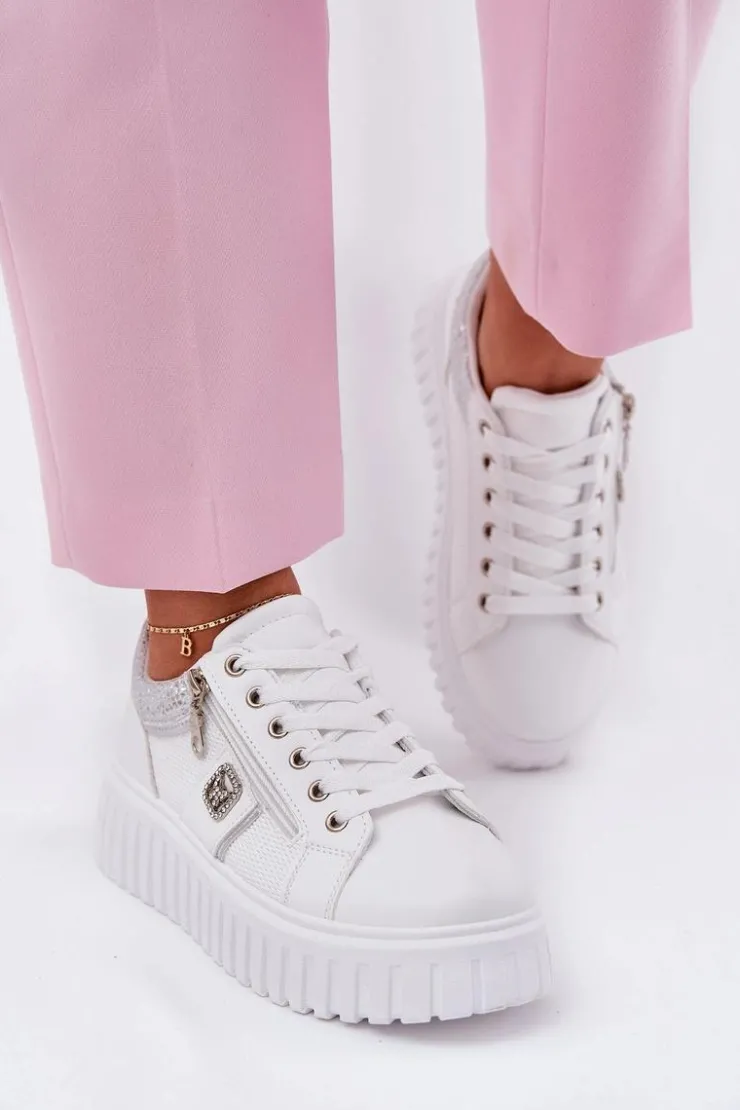 Boto Buty Sportowe Na Platformie|Sneakersy Damskie*Buty Sportowe Damskie Na Platformie Z Eko Skóry Białe Velionna