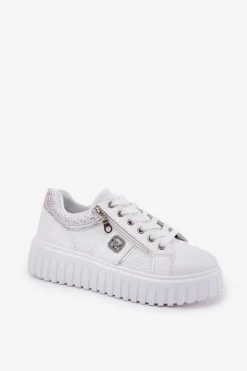 Boto Buty Sportowe Na Platformie|Sneakersy Damskie*Buty Sportowe Damskie Na Platformie Z Eko Skóry Białe Velionna