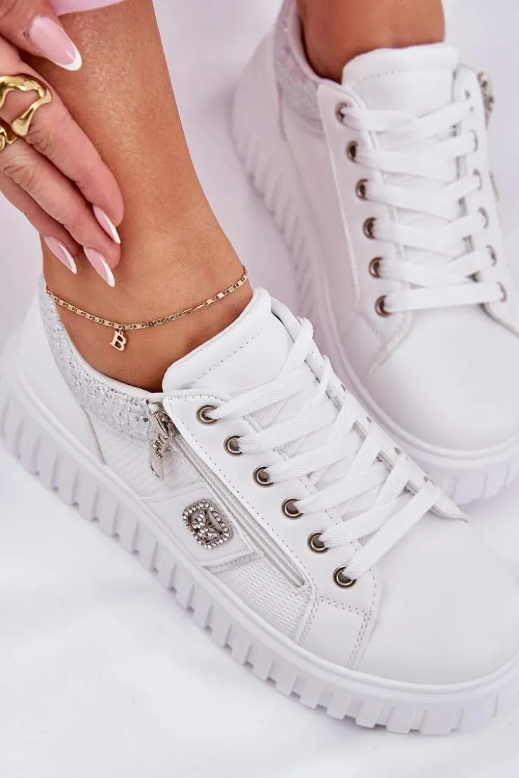 Boto Buty Sportowe Na Platformie|Sneakersy Damskie*Buty Sportowe Damskie Na Platformie Z Eko Skóry Białe Velionna