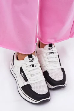 Big Star Shoes Buty Sportowe Big Star|Sneakersy Damskie*Buty Sportowe Damskie Na Platformie Big Star RR274A223 HI-POLY SYSTEM Biało-Czarne