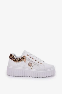 Boto Buty Sportowe Na Platformie|Sneakersy Damskie*Buty Sportowe Damskie Na Platformie Z Eko Skóry Panterka Białe Velionna Biały