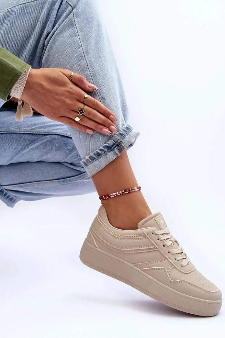 Damskie Evento Buty Sportowe Damskie Na Platformie Beżowe Pudina