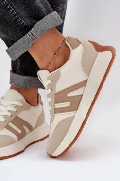 Damskie Boto Buty Sportowe Damskie Na Platformie Beżowe Emidi