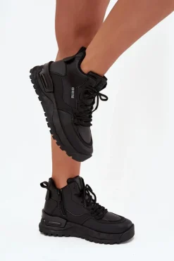 New Big Star Shoes Buty Sportowe Damskie Na Platformie Big Star SS274509 Czarne Czarny