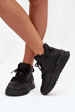 New Big Star Shoes Buty Sportowe Damskie Na Platformie Big Star SS274509 Czarne Czarny