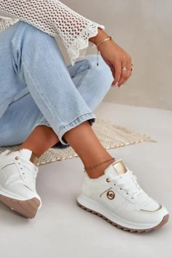 Boto Sneakersy Damskie*Buty Sportowe Damskie Ocieplane Futerkiem Na Platformie Białe Lerisas