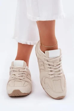Boto Sneakersy Damskie*Buty Sportowe Damskie Z Eko Zamszu Beżowe Dorella