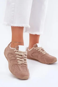 Damskie Boto Buty Sportowe Damskie Z Eko Zamszu Ciemnobeżowe Dorella