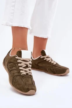 Best Boto Buty Sportowe Damskie Z Eko Zamszu Ciemnozielone Dorella