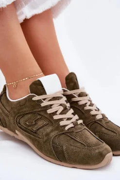 Best Boto Buty Sportowe Damskie Z Eko Zamszu Ciemnozielone Dorella