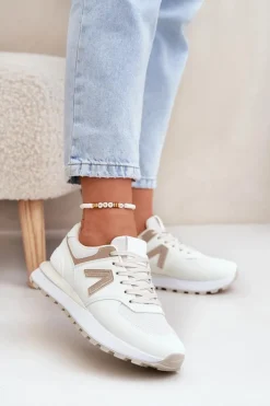 Sale Boto Buty Sportowe Damskie Z Eko Skóry Beżowe Berieta