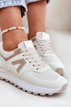 Sale Boto Buty Sportowe Damskie Z Eko Skóry Beżowe Berieta