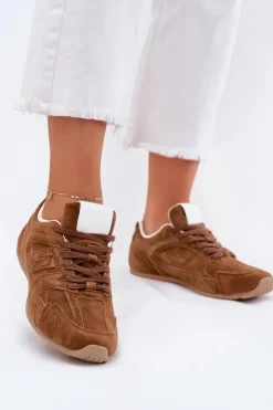 Boto Sneakersy Damskie*Buty Sportowe Damskie Z Eko Zamszu Camel Dorella