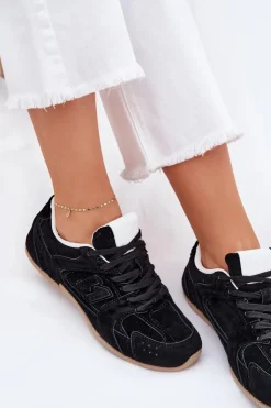 Damskie Boto Buty Sportowe Damskie Z Eko Zamszu Czarne Dorella