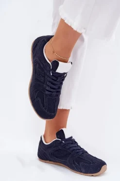 Damskie Boto Buty Sportowe Damskie Z Eko Zamszu Granatowe Dorella