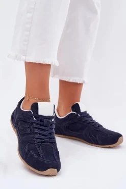 Damskie Boto Buty Sportowe Damskie Z Eko Zamszu Granatowe Dorella