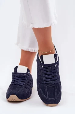 Damskie Boto Buty Sportowe Damskie Z Eko Zamszu Granatowe Dorella